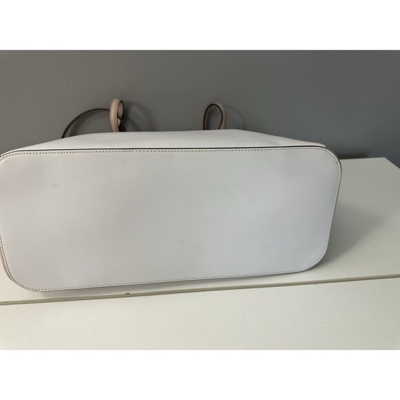 KATE SPADE Two Tone Large Tote Tab White Purse Double Handle Shoulder Bag EUC - Picture 5 of 9